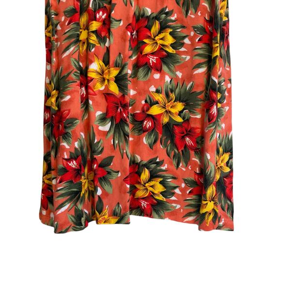 Vintage 80s Pink Yellow Hawaiian Floral Flowing Rayon Sheath Sundress Sz Medium - Picture 15 of 16